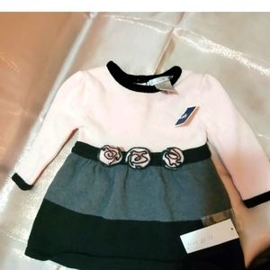 Maggie and Zoe Sweater Dress pink black Gray  Winter 3-6Month